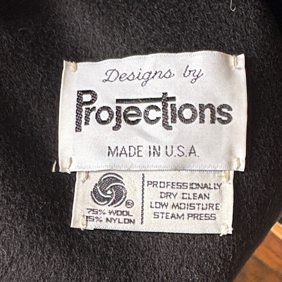 Vintage Black Wool Floral Trench Duster/Trench Coat - Picture 3 of 10